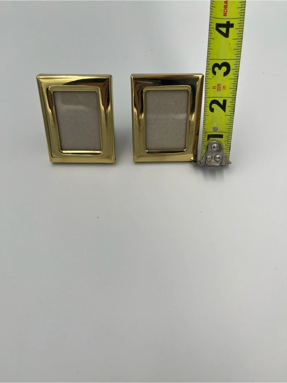 Two Vintage Solid Brass Picture Frames 2.5” Tall and 2” Wide